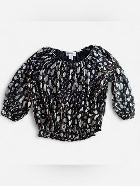 Women’s Y2K Sequined Cheetah Print Flowy Blouse